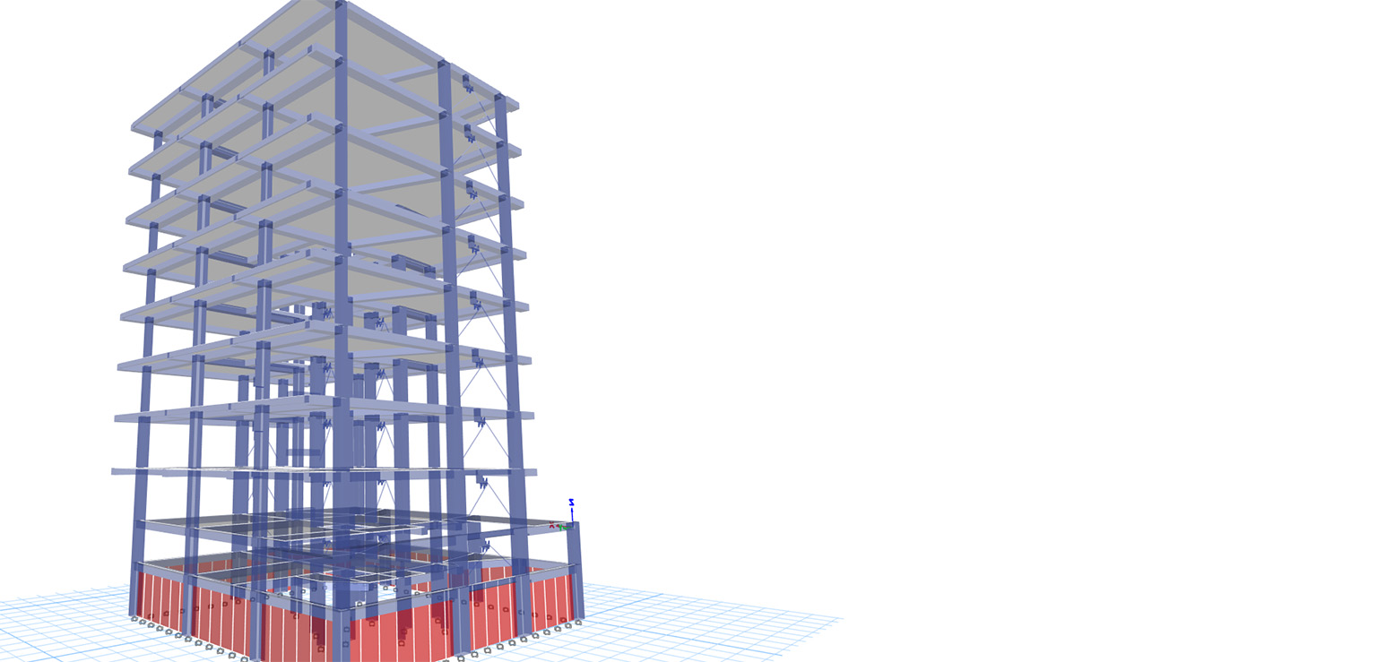 پروژه 10 طبقه قاب خمشی بتنی همراه با میراگر